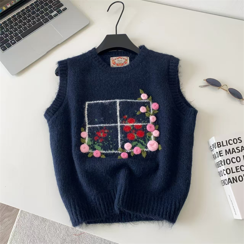 Gilet lavorato a maglia con ri - Embroidery Rose recensione e prezzo