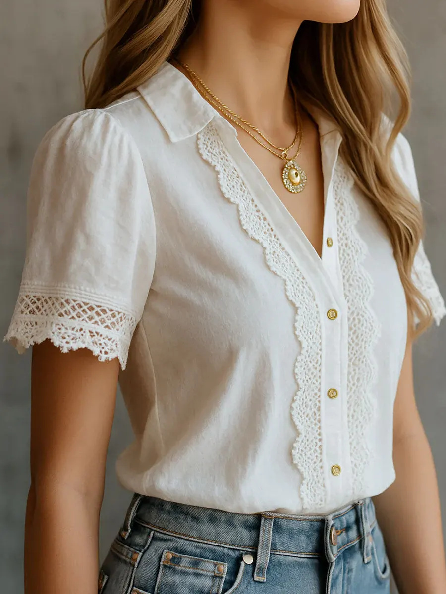 Camicie Eleganti da Donna, Cas - Embroidery Cotton Shirt recensione e prezzo
