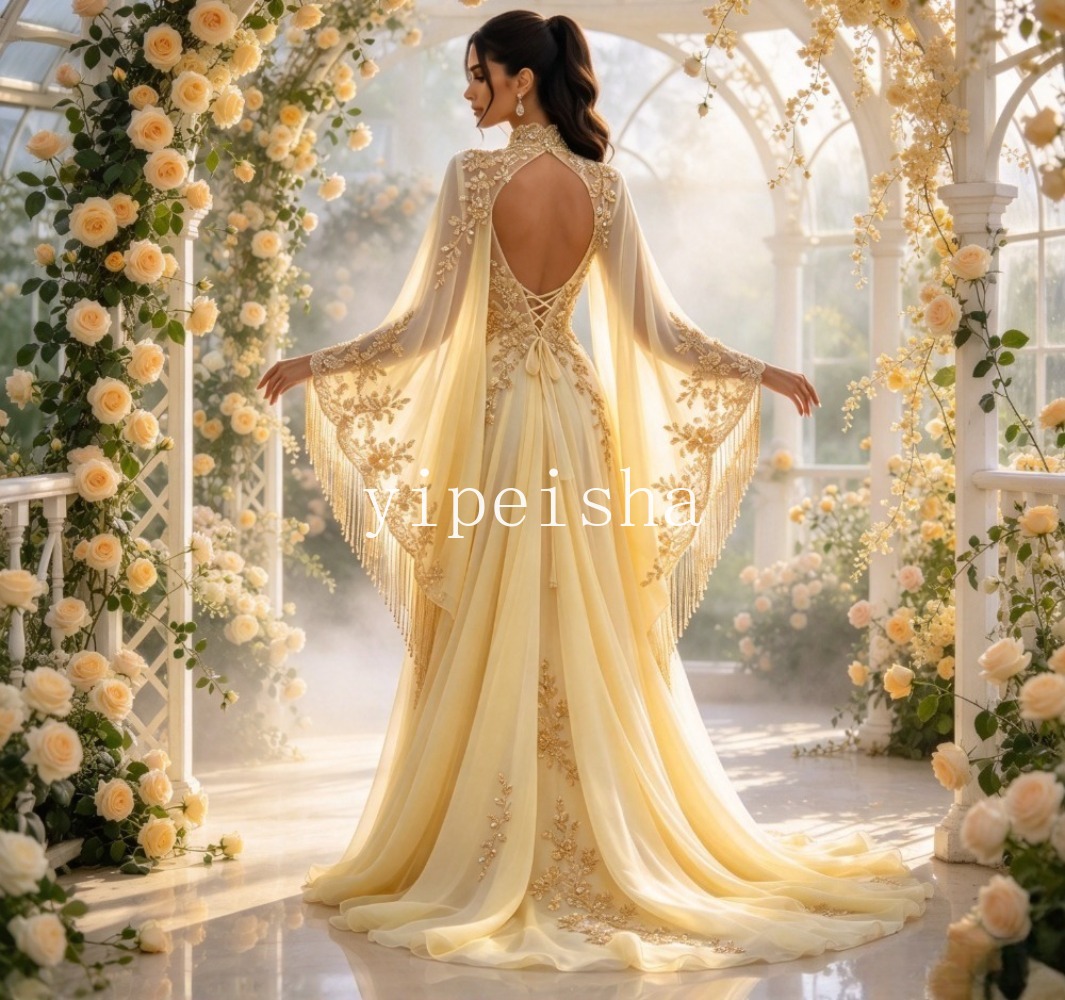 Abito da sera personalizzato c - Embroidery Yellow Dress recensione e prezzo