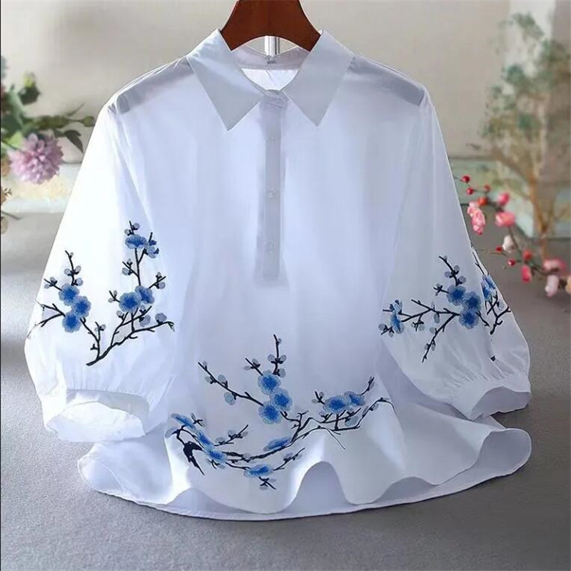 Camicia bianca ricamata camice - Embroidery Cotton Shirt recensione e prezzo